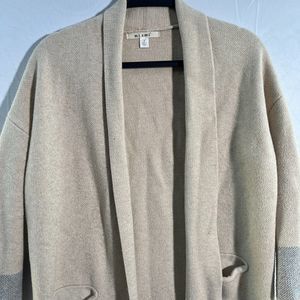 Mi Ami Color Block Women Above the Knee Cardigan Small